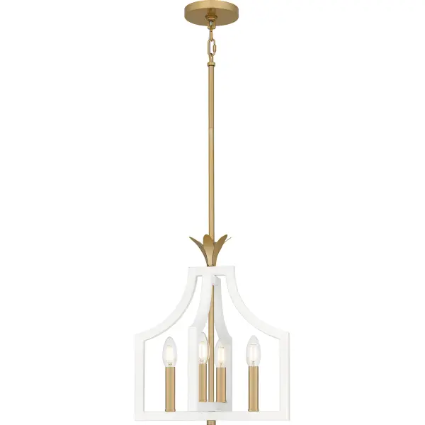 A white metal frame and light gold accents set the tone for Dusty Lane. The effect is fresh and fashionable, with a subtle nod to nature. With its open framework and gold leaf motifs, Dusty Lane is the perfect complement to coastal or modern farmhouse design. Choose from an island light or pendant for a beautiful statement in any kitchen or living room space.