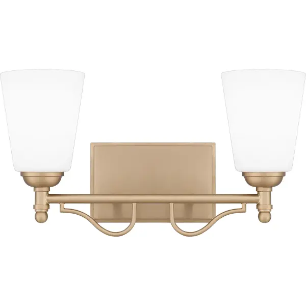 Opal etched glass shades cast a soft glow in the Esther bath light collection. The classic silhouette is finished in bronze gold and can be installed with shades facing up or down depending on your lighting needs. Whichever size option you choose for your vanity, Cecilia is designed to easily coordinate with a variety of traditional home decor styles.