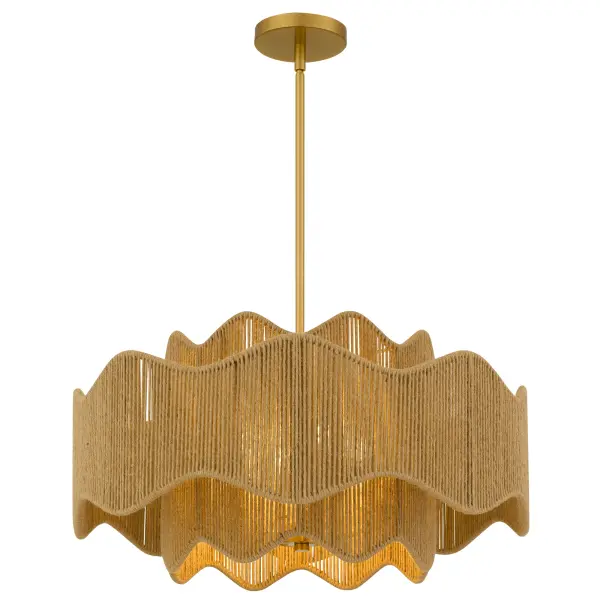 Like a warm breeze whispering through sunlit shores, the Evander Pendant Light wraps your space in effortless romance. Its sculptural rope shade creates flowing waves of natural texture, casting a gentle, inviting glow that feels both organic and enchanting. Suspended from a brushed gold finish, Evander pairs rustic charm with refined elegance—perfect for spaces where you long to linger, dream, and savor every soft shimmer of light.