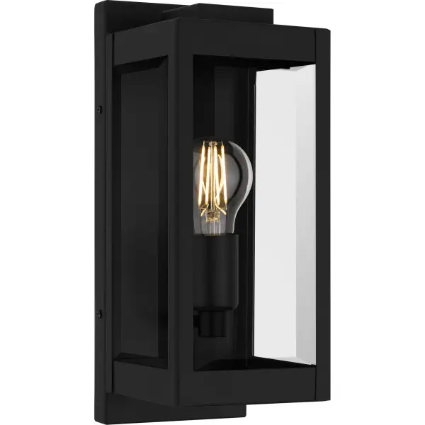 With its straight lines and transitional style, Eastover wall lanterns are a perfect addition to any home's exterior. The sleek rectangular silhouette and earth black finish add to Eastover's versatility, while clear beveled glass panels show off the natural beauty of the exposed light source. The backplate features three mounting points, allowing you the versatility to install the lantern at different heights. Flank your front door with a pair of Eastover wall lights - or use as a porch light to create the perfect outdoor setting.