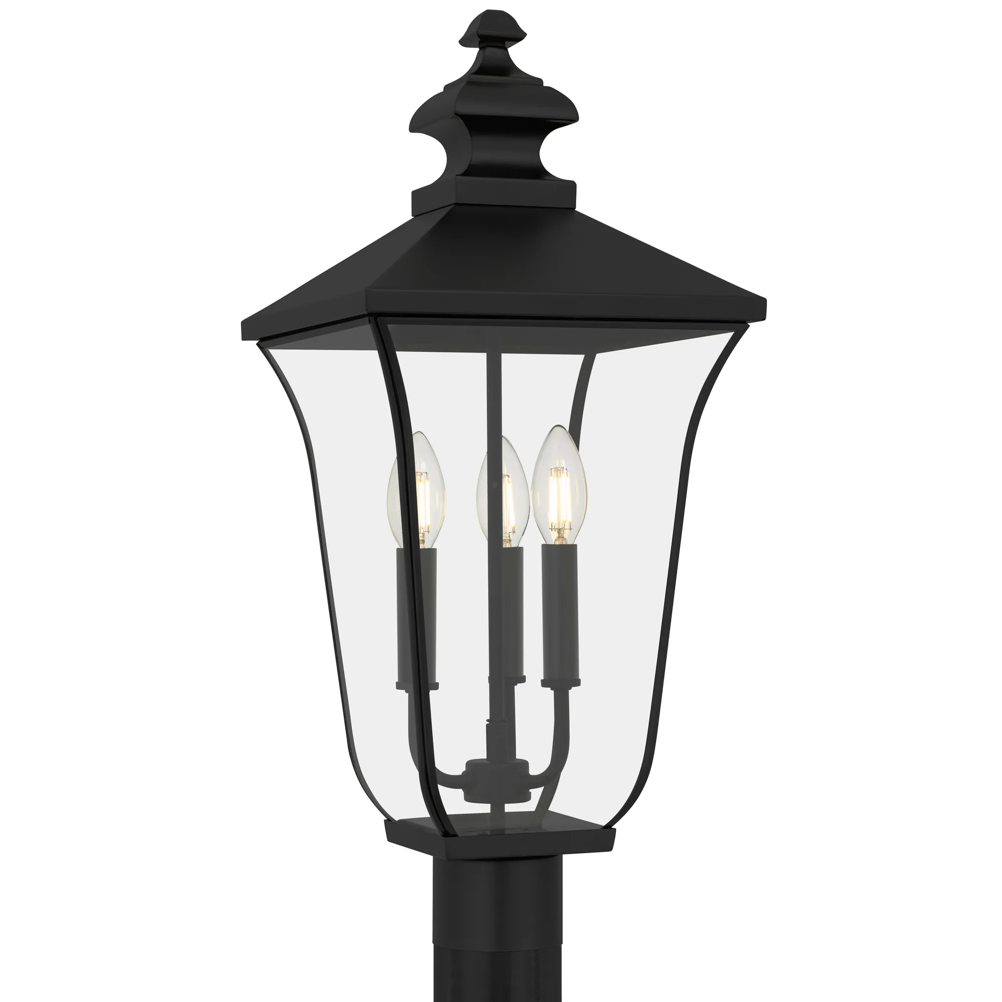 Farley 3-Light Matte Black Outdoor Post Lantern