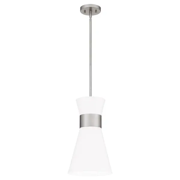 With its hourglass shape and bold metallic band, Fremont is a striking mini pendant designed to enhance contemporary design schemes. Opt for the aged brass finish to complement warm tones, or choose brushed nickel to accompany cool-toned spaces. Whichever option you choose, Fremont is guaranteed to impress.
