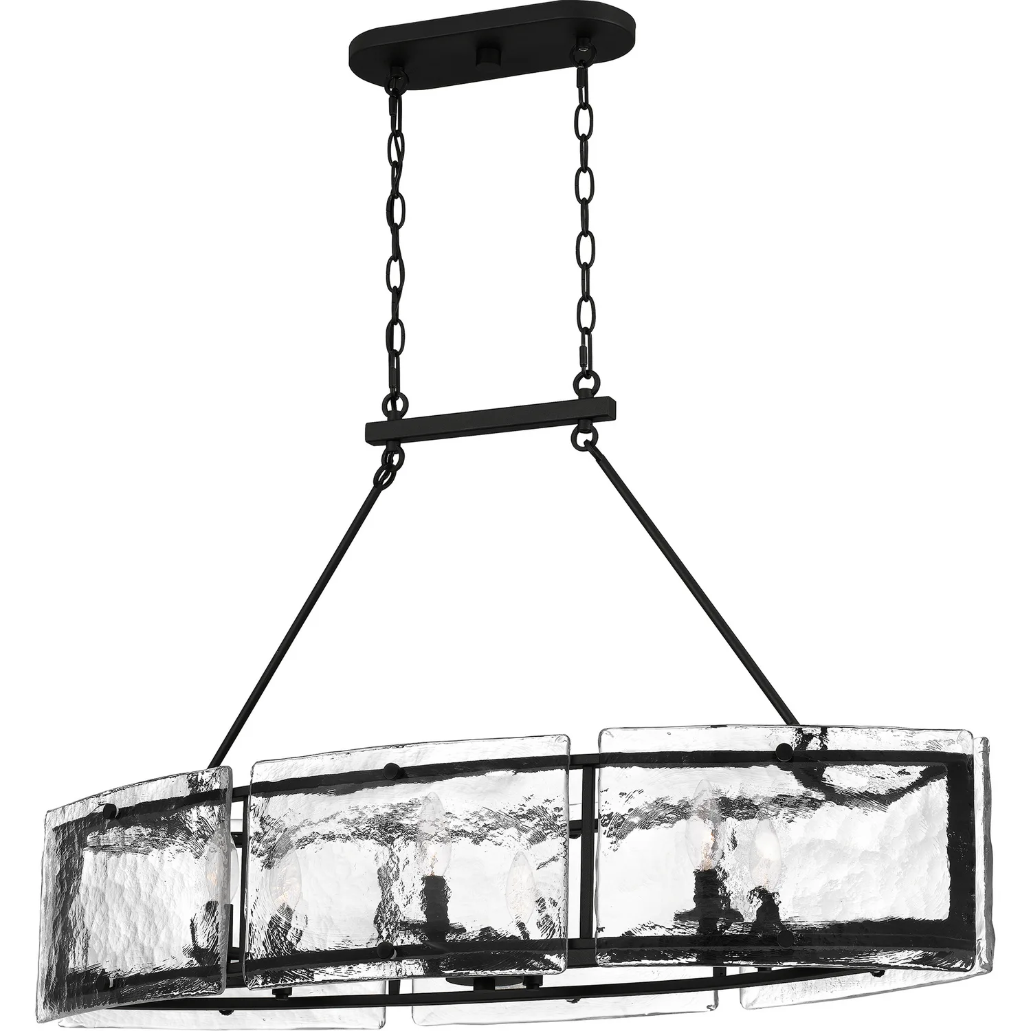 Fortress Six Light Island Chandelier in Earth Black