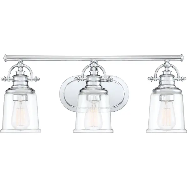 This clear glass fixture is an elegant nod to the past.  The classic Americana design adds a nostalgic flair to your home.  It will suit a variety of bathroom décors with great style.