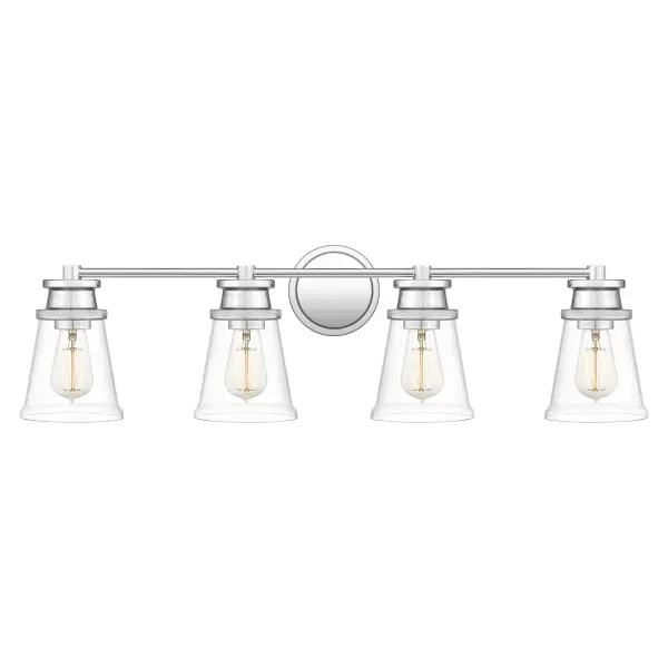 Haverfield is proof positive that simple doesn’t mean boring. The clean lines of this bath light, rendered in polished chrome, add a dash of timeless appeal to any style bathroom. Choose two-, three-, or four-light options, and configure it up or down to your unique needs.