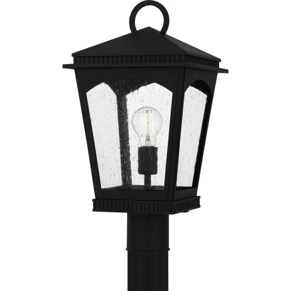 The Huck post lantern combines classic design with contemporary ribbed detailing and coastal-grade aluminum construction. Clear seedy glass adds vintage charm while the earth black finish provides sophisticated curb appeal.