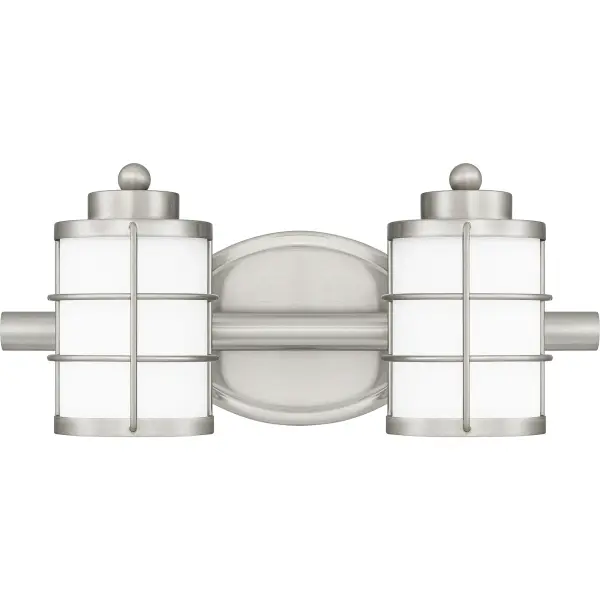 With a variety of size options and finishes to choose from, Hazlett is true perfection. Lustrous opal etched glass shades are highlighted by a sleek cage-like design, creating a soft and inviting glow. With its versatile silhouette and oval backplate, Hazlett is an ideal complement to industrtial and farmhouse bath designs. Arrange the vanity light facing upwards or downwards, depending on the unique needs of your space.