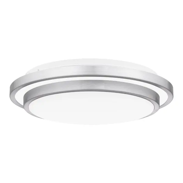 Concentric circles cast a clean glow in the Irving semi-flush mount, featuring an opaque white shade. Choose the finish that best suits your space: brushed aluminum for subtle shine or matte black for crisp contrast. An integrated LED light source is included, guaranteeing a perfect, functional glow.