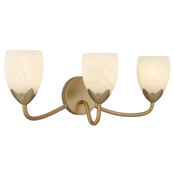 Elegant curves and soft, glowing beauty define the Jacobs Collection—a delicate balance of form and feeling. Finished in a warm bronze gold, its gracefully arched arms and petal-like cups cradle tulip-shaped etched alabaster glass shades, casting a light that feels tender and timeless. Available in multiple vanity sizes and as a single-light sconce, Jacobs is designed to bloom beautifully in any space—from cozy powder rooms to grand master baths. With every switch, it invites you into a moment of quiet luxury and refined romance.