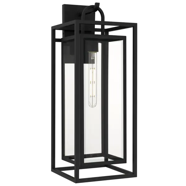 Where modern lines meet timeless charm, the Jayce Outdoor Collection makes a striking first impression. Its matte black finish frames each piece with quiet strength, while clear beveled glass catches the light like morning dew—refined and radiant. Available as a hanging lantern, in multiple sizes of wall lanterns, or as a post light, Jayce is made to elevate your entryways, patios, and pathways with understated elegance and lasting warmth.