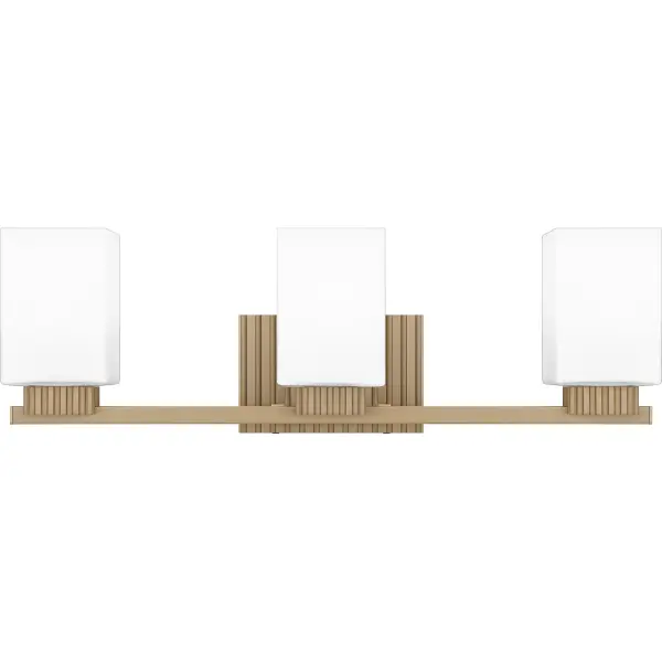 Enhance the appearance of any bathroom vanity with the Joyner bath light collection. Etched opal glass shades softly diffuse the light, creating a warm ambiance worthy of a luxurious home spa. The bronze gold finish adds subtle shine, featuring a uniquely lined pattern for extra texture and modern style.