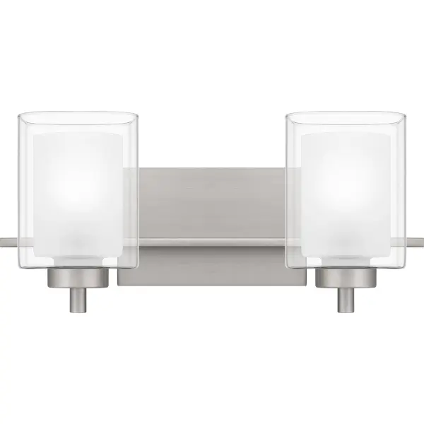 This modern posh wall sconce and vanity light collection features a simplistic design with classic finish options: choose from brushed nickel or matte black. The inner heavy glass is sand blasted inside and encased within outer clear glass shades for a sophisticated and stunning look. This unique illumination effect provides a spa-like illumination, creating a perfect home bathroom ambiance. Install Kolt with shades facing up or down to customize to your desired setting.