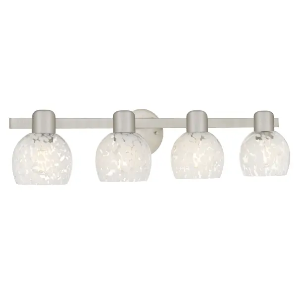 Softly luminous and artfully designed, the Layton vanity light brings a gentle elegance to your daily rituals. Its brushed nickel finish lends a sleek, modern touch, while the white dot glass shades glow like frosted petals kissed by morning light. Each shade is delicately speckled, creating a dappled effect that feels dreamy and handcrafted. Whether mounted above a mirror or lighting a serene space, Layton casts a warm, flattering glow—perfect for slow mornings, quiet evenings, and everything in between. It’s more than just lighting; it’s a moment of calm, captured in glass and metal.