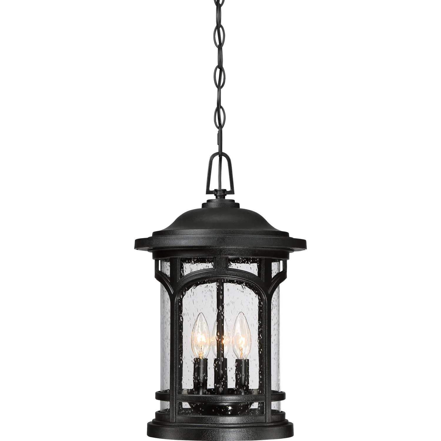 Marblehead Three Light Outdoor Hanging Lantern in Mystic Black