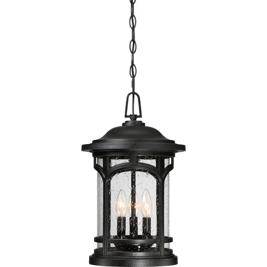 Marblehead Three Light Outdoor Hanging Lantern in Mystic Black