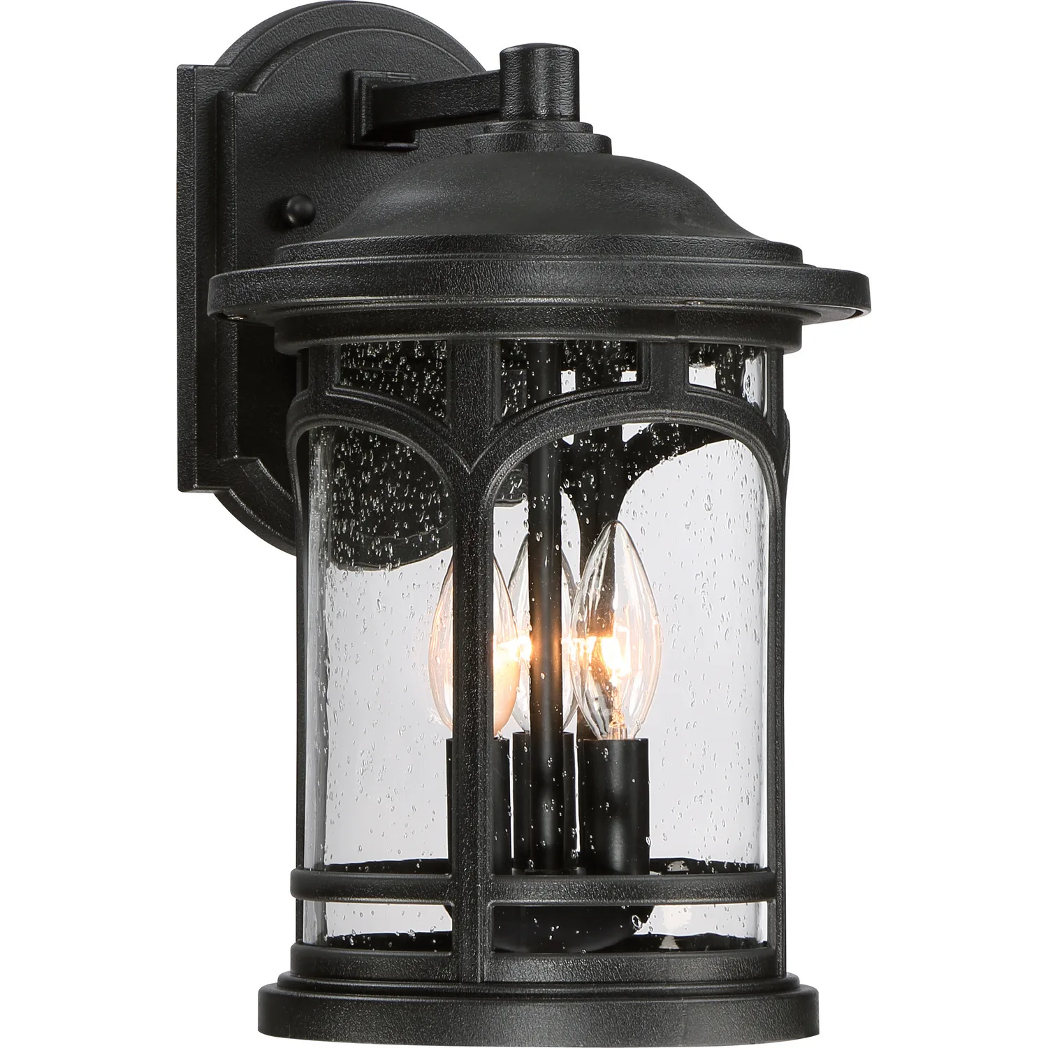Marblehead Three Light Outdoor Wall Lantern in Mystic Black