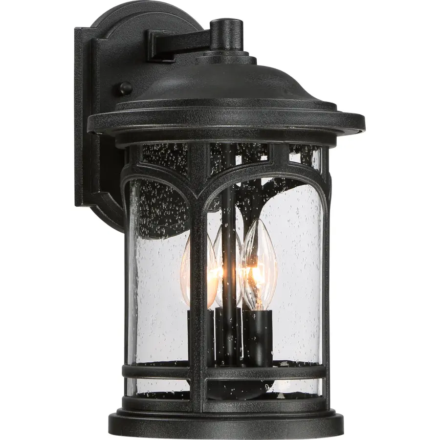 Marblehead Three Light Outdoor Wall Lantern in Mystic Black