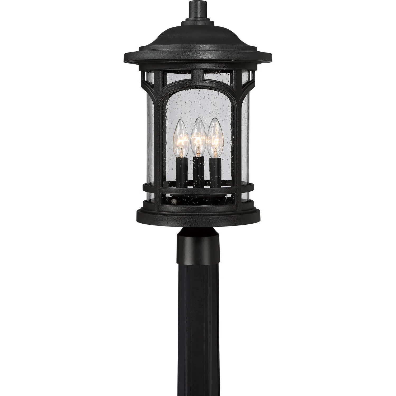 Marblehead Three Light Outdoor Post Lantern in Mystic Black
