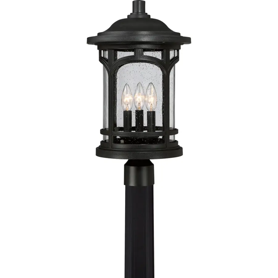 Marblehead Three Light Outdoor Post Lantern in Mystic Black
