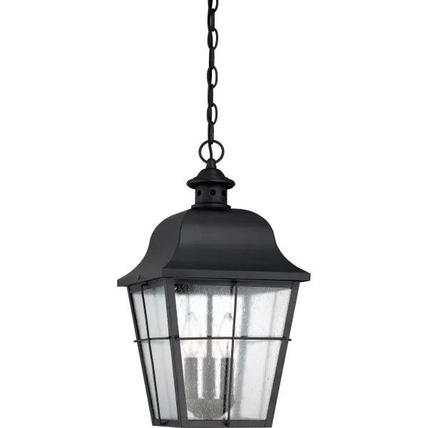 With simple details and traditional style  the Millhouse outdoor collection is perfect for understated  elegant lighting.  The design features clear seedy glass that diffuses the light in a soft  tranquil way and the rich Mystic Black finish completes the look.