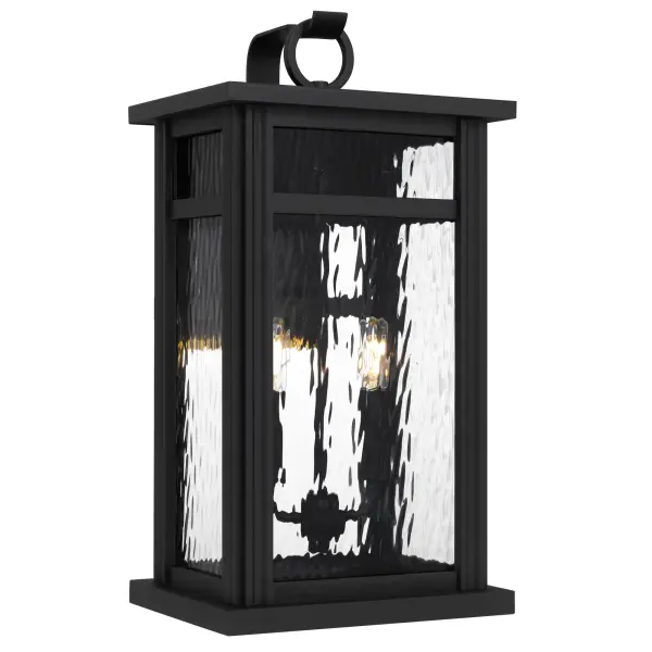 Make a lasting first impression with the Moira collection of outdoor lanterns. Framed in bold, rectangular lines and paired with clear water glass, Moira strikes a balance between modern simplicity and timeless charm—perfect for coastal cottages or modern farmhouse exteriors. Finished in earth black, each lantern glows with inviting warmth while showcasing a resilient design. Available as a hanging lantern, wall lanterns, or a post lantern, Moira completes your outdoor space with cohesive elegance. Part of the Coastal Armour collection, it is crafted from marine-grade materials for lasting dur