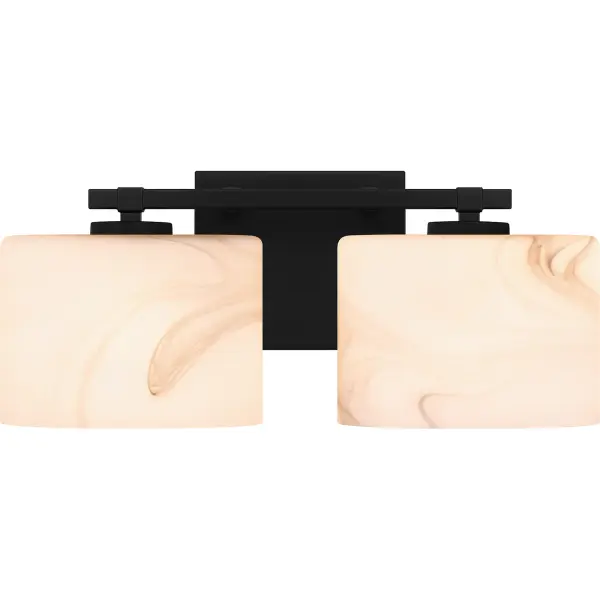 Available in a variety of size options, the Mather bath light is true perfection. Marbled glass shades are highlighted by clean lines and a matte black finish, creating a soft and inviting glow. With its versatile silhouette and sleek backplate, Mather is an ideal complement to modern bathroom vanity designs.