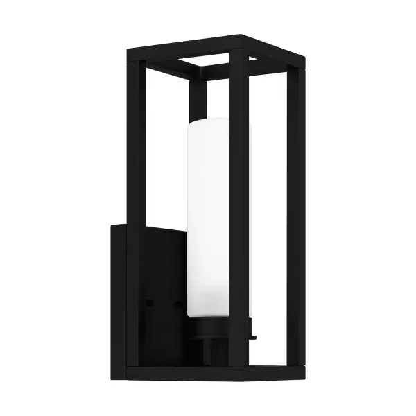Neville is a contemporary outdoor lantern with clean lines and etched glass. Its geometric shape complements modern farmhouse exteriors as well as mid-century style homes. Rendered in a matte black finish, this light can be configured facing up or down.