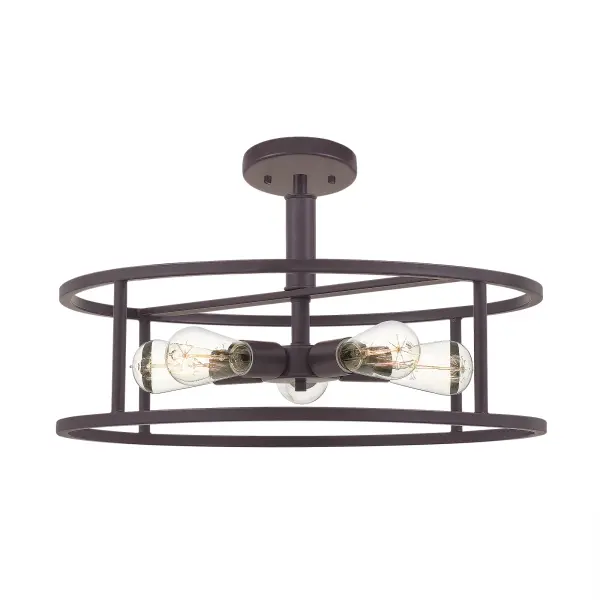 The New Harbor family finds inspiration in antique fans: note the curved, blade-like flourishes at the bottom of the semi-flush design. Also available in unadorned pendant and chandelier styles, New Harbor comes in a choice of Western bronze or brushed nickel finishes to complement a range of decor styles and infuse any space with a subtle vintage touch.
