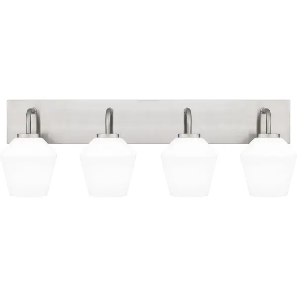 With its transitional styling and clean lines, Nielson is a perfect addition to any home decor. Complemented by opal etched glass shades, all fixtures are available in your choice of brushed nickel or matte black finish. Nielson is available in a variety of lighting options, designed to add subtle style to nearly any room in the house.