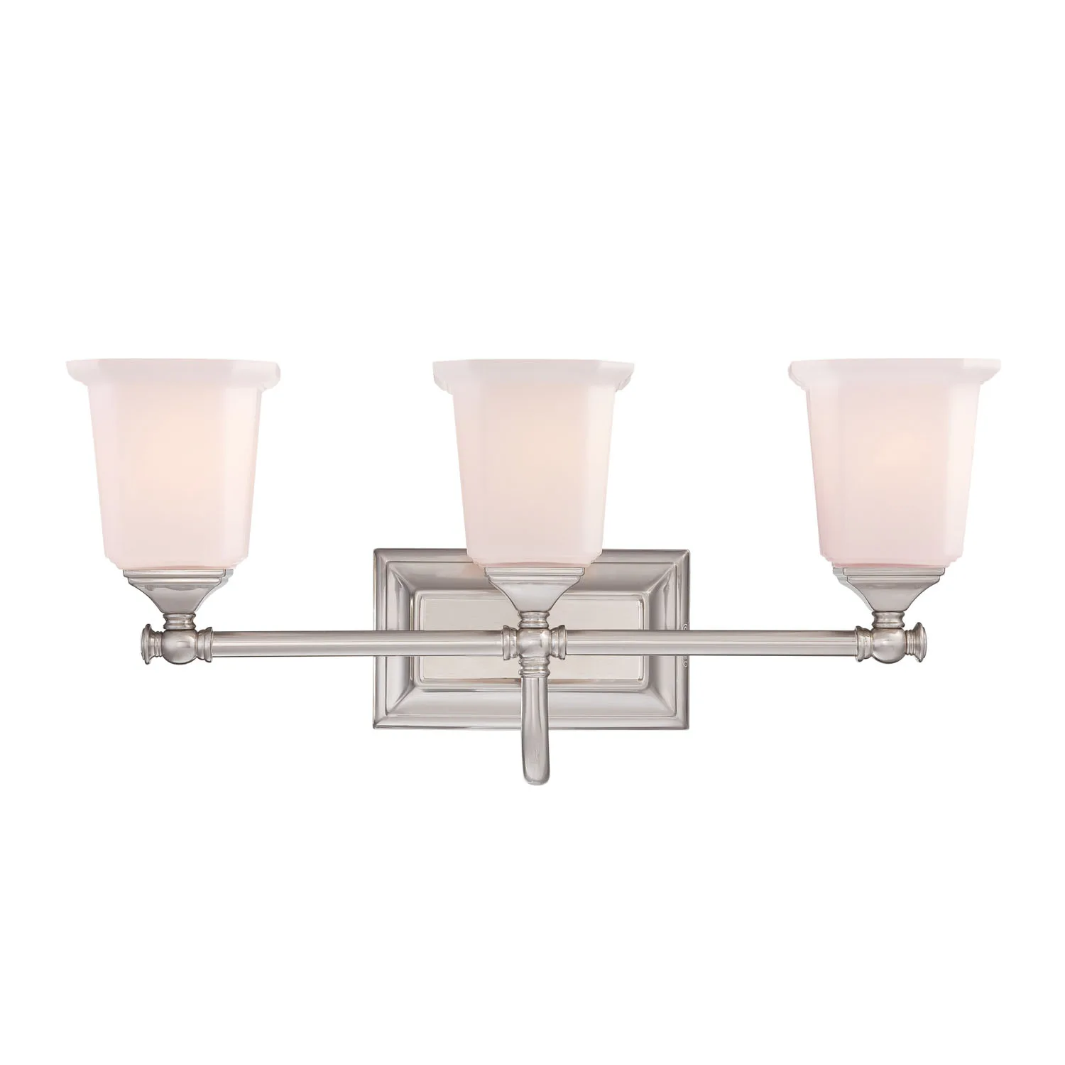 Nicholas Three Light Bath Fixture in Brushed Nickel