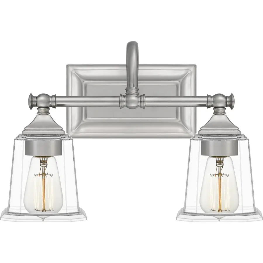 Nicholas Two Light Bath Vanity in Brushed Nickel