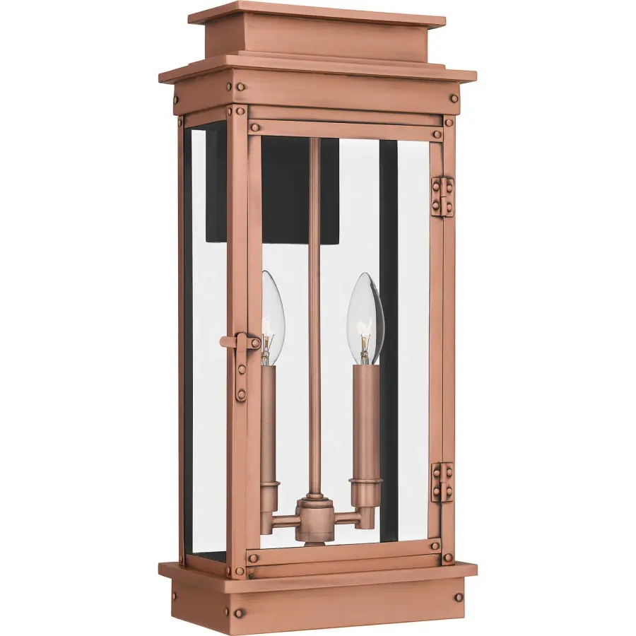 Noelle Two Light Outdoor Wall Mount in Aged Copper