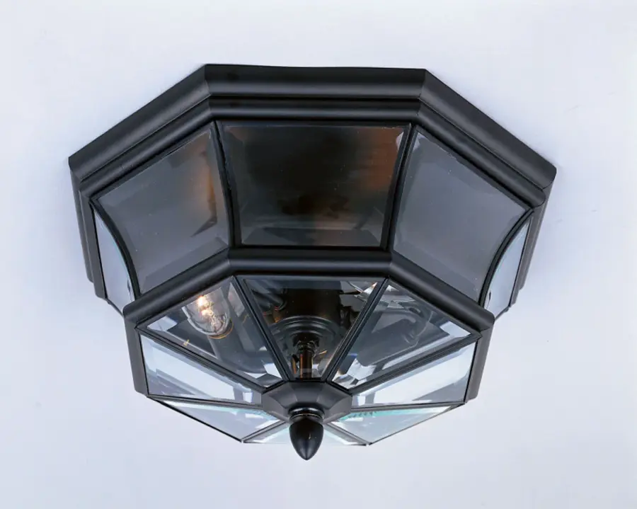 Newbury Three Light Outdoor Flush Mount in Mystic Black
