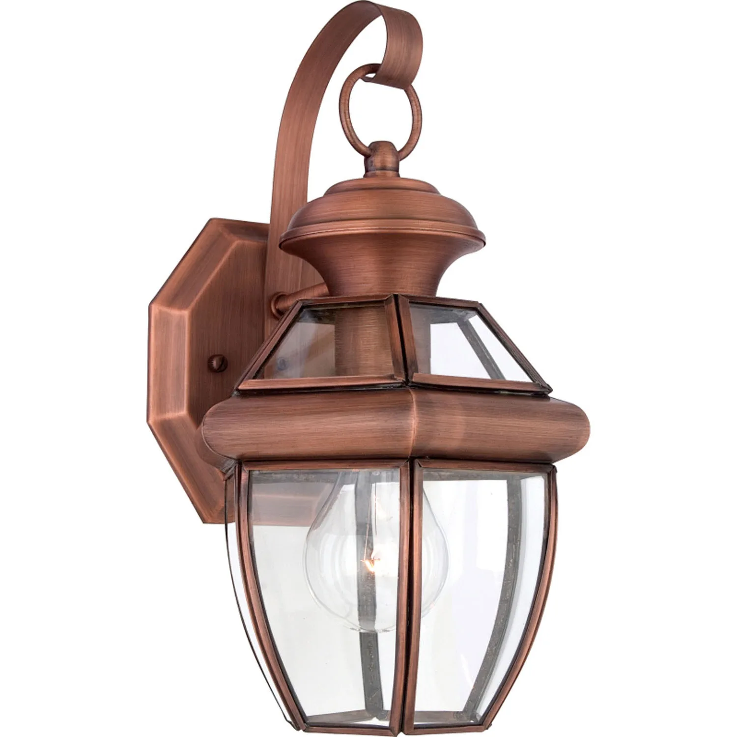 Newbury One Light Outdoor Wall Lantern in Aged Copper