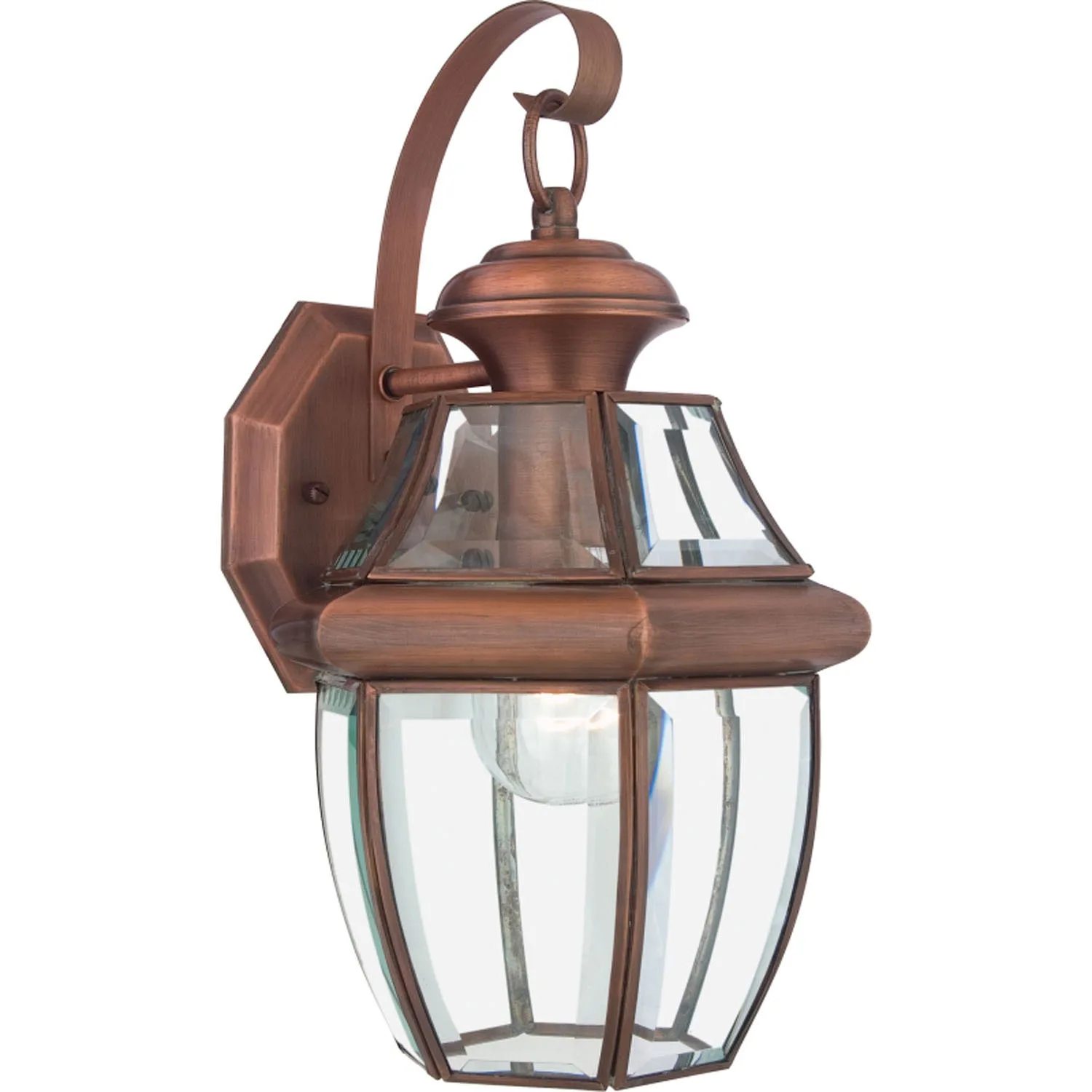 Newbury One Light Outdoor Wall Lantern in Aged Copper