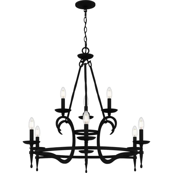 Elegant scrollwork and aged brass accents make Octavia a standout in any room. The earth black silhouette features delicately curving arms and aged brass candle sleeves for a pop of shimmering gold. Octavia is available as a chandelier or wall sconce, and candle covers are included in both earth black and aged brass for a fully customizable look.