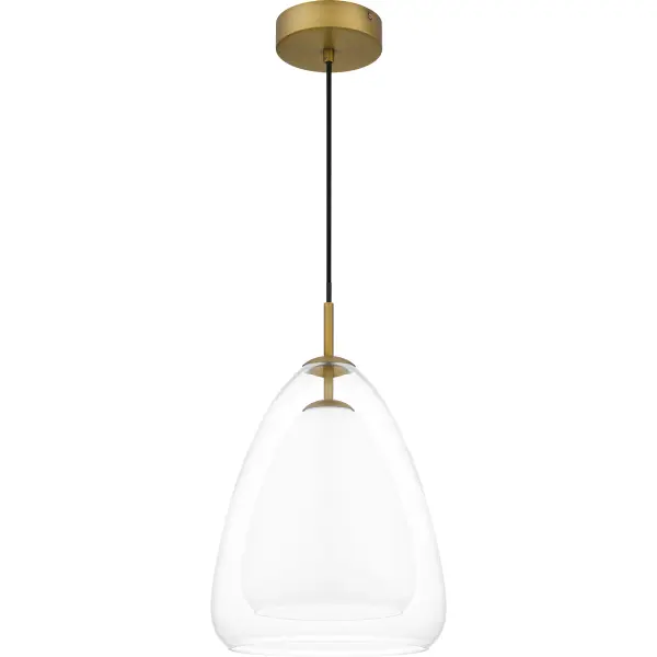 A dual glass shade gives Aero depth and visual intrigue. On the outside, an oversized clear glass shade creates a classic impression. The inner shade, made of frosted glass, creates a warm glow that complements Aero's aged brass finish. Part of the popular Platinum by Quoizel collection, the Aero pendant pairs perfectly with transitional or contemporary spaces.