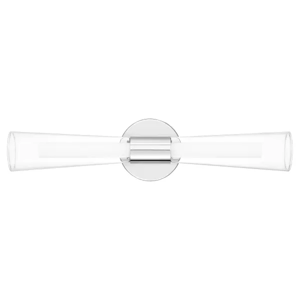 The Amara bath light blends elements both futuristic and functional. Made from high-shine polished chrome with clear glass shades, this light is an ideal complement to contemporary and modern bath designs. Arrange it horizontally or vertically, depending on the unique needs of your space.