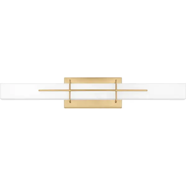 The Gemini collection is the perfect updated look for your bathroom. The modern style of this fixture is available in an Aged Brass or Polished Chrome finish, and is paired with an opal etched glass shade. The integrated LED light source provides energy saving, long lasting performance, and is low maintenance.