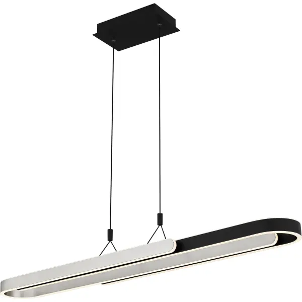 With a striking silhouette and bold, clean lines, the Mira linear chandelier is a beautiful new addition to the popular Platinum by Quoizel collection. The elongated frame features a combination of matte black and brushed nickel for a cool, two-tone effect. An integrated LED light source is included, making Mira a smart choice over any contemporary kitchen island, bar area, or dining room.
