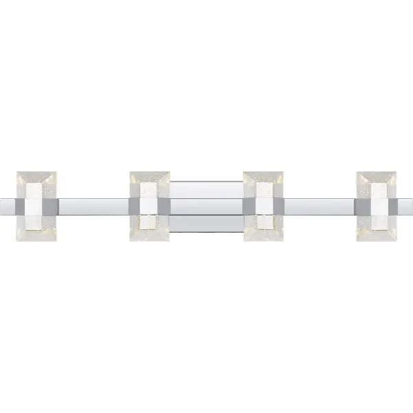 Part of the popular Platinum by Quoizel collection, Selena bath lights exemplify contemporary style. The polished chrome frame is highlighted by bubble glass shades, illuminated by an integrated LED light source for a sparkling effect. This fixture also includes a CCT switch, allowing you to easily customize the brightness of the light to your desired setting. Switch easily from 3000K to 4000K to 5000K. A warmer temperature of 3000K gives you a cozy feel, while a cooler temperature of 5000K is ideal for activities that require more attention to detail.