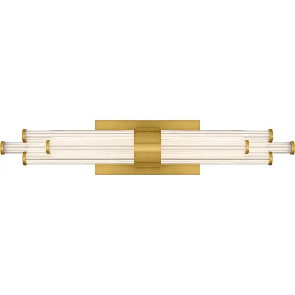 The Talbott bath light features a striking modern design with a sleek, minimalist aesthetic. The rectangular backplate contrasts with the series of parallel cylindrical acrylic rods, creating a unique and eye-catching visual. Each rod houses an integrated LED light for maximum light output and energy efficiency. Talbott is available in matte black, brushed gold, and polished chrome to suit various bathroom vanity styles. This fixture also includes a CCT switch, allowing you to easily customize the brightness of the light to your desired setting.