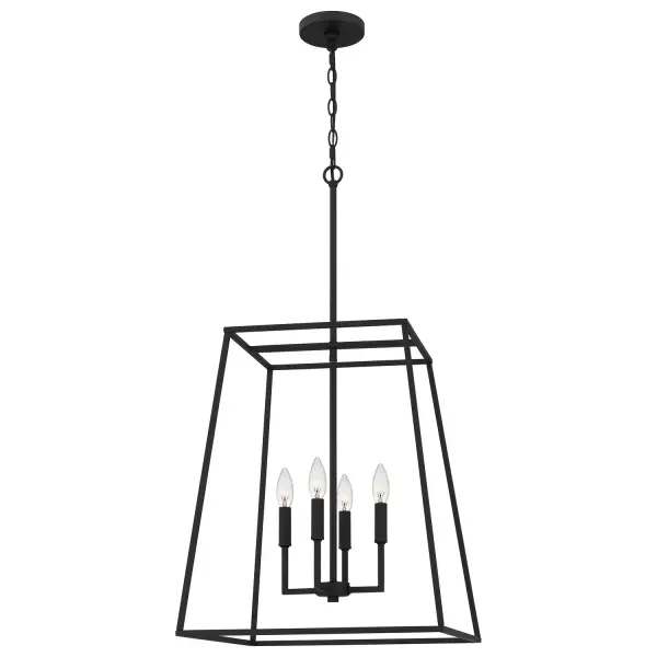 Prescott Four Light Pendant in Matte Black