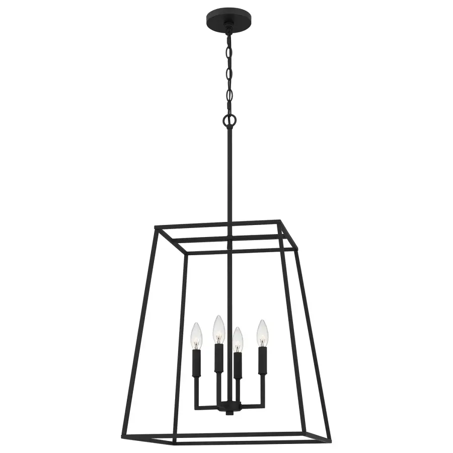 Prescott Four Light Pendant in Matte Black
