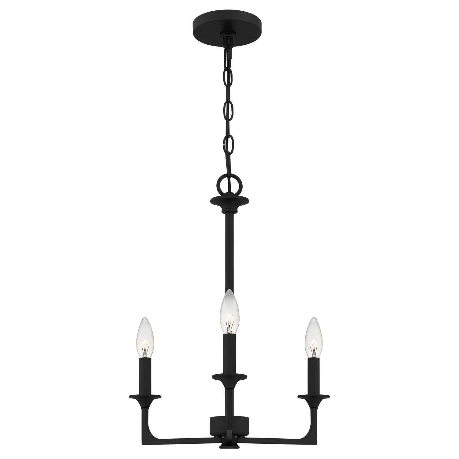 Prescott Three Light Chandelier in Matte Black
