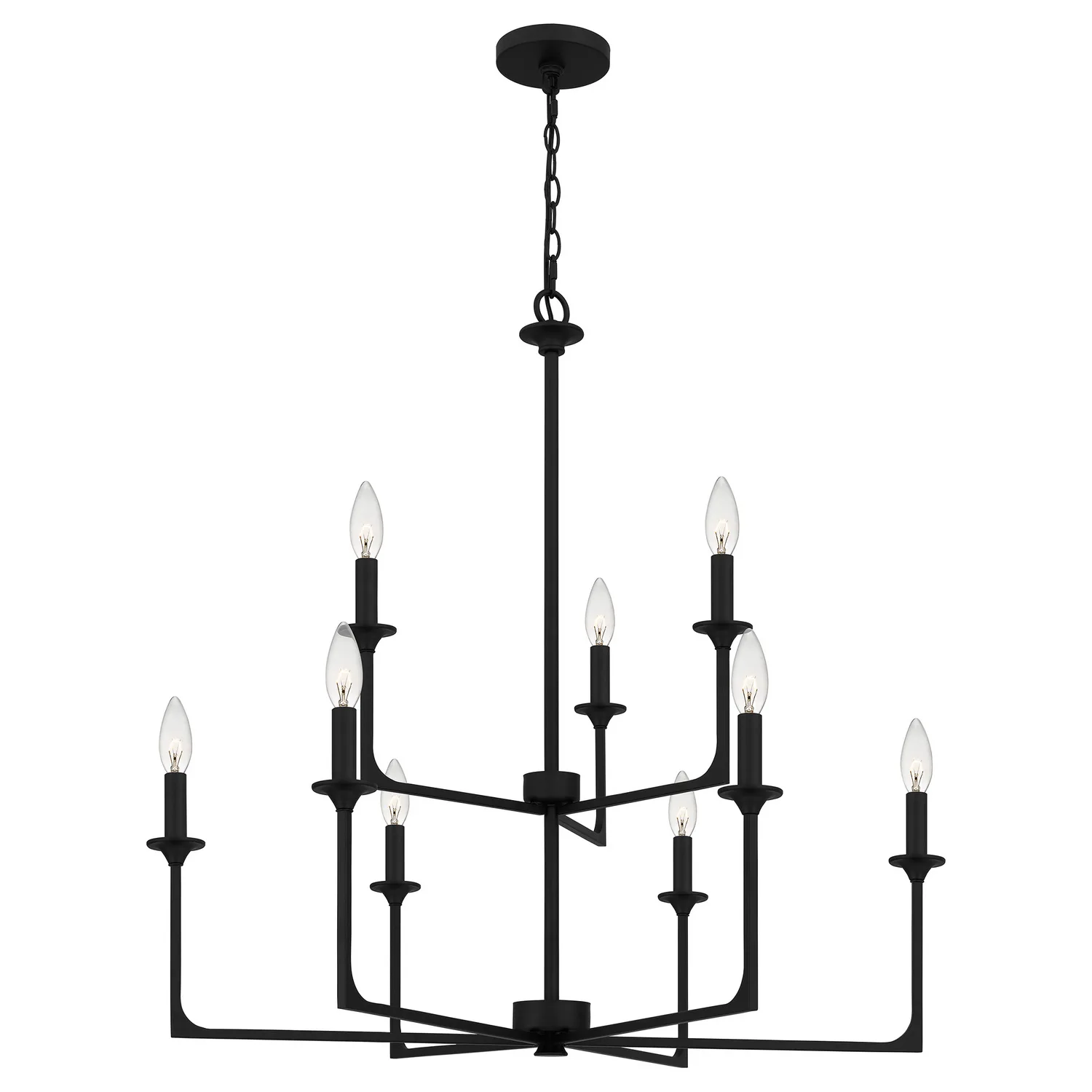 Prescott Nine Light Chandelier in Matte Black