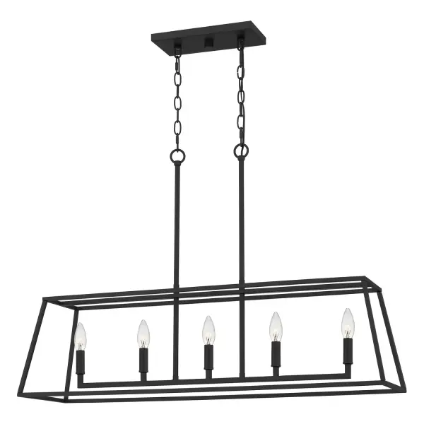 Prescott 5-Light Linear Island Chandelier in Matte Black