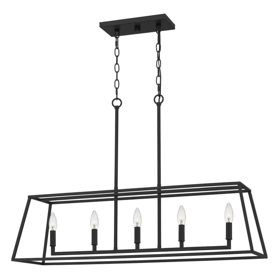 Prescott 5-Light Linear Island Chandelier in Matte Black