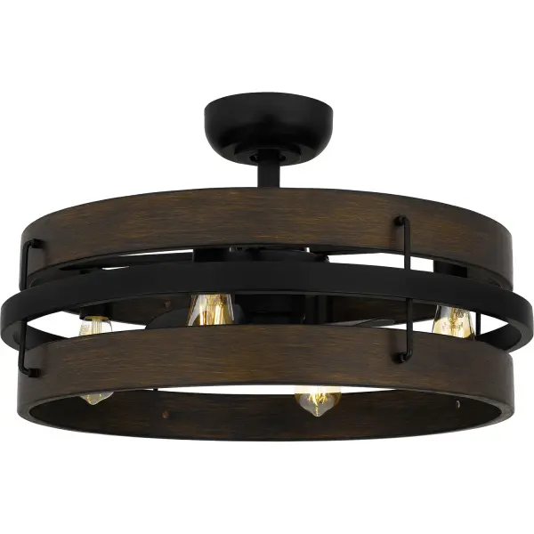 Quoizel Moyer 4-Light Fandelier in Matte Black