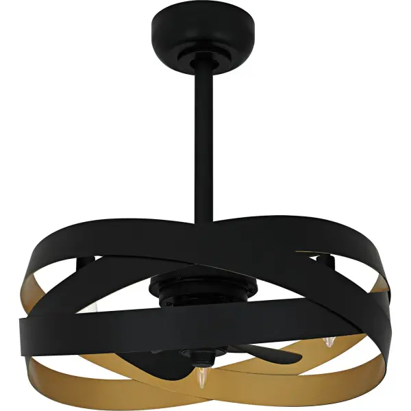 The Zito fandelier combines efficient airflow with sophisticated style in a compact 20-inch design. The matte black exterior with warm gold interior creates visual drama while the 847 CFM airflow efficiently cools smaller spaces.